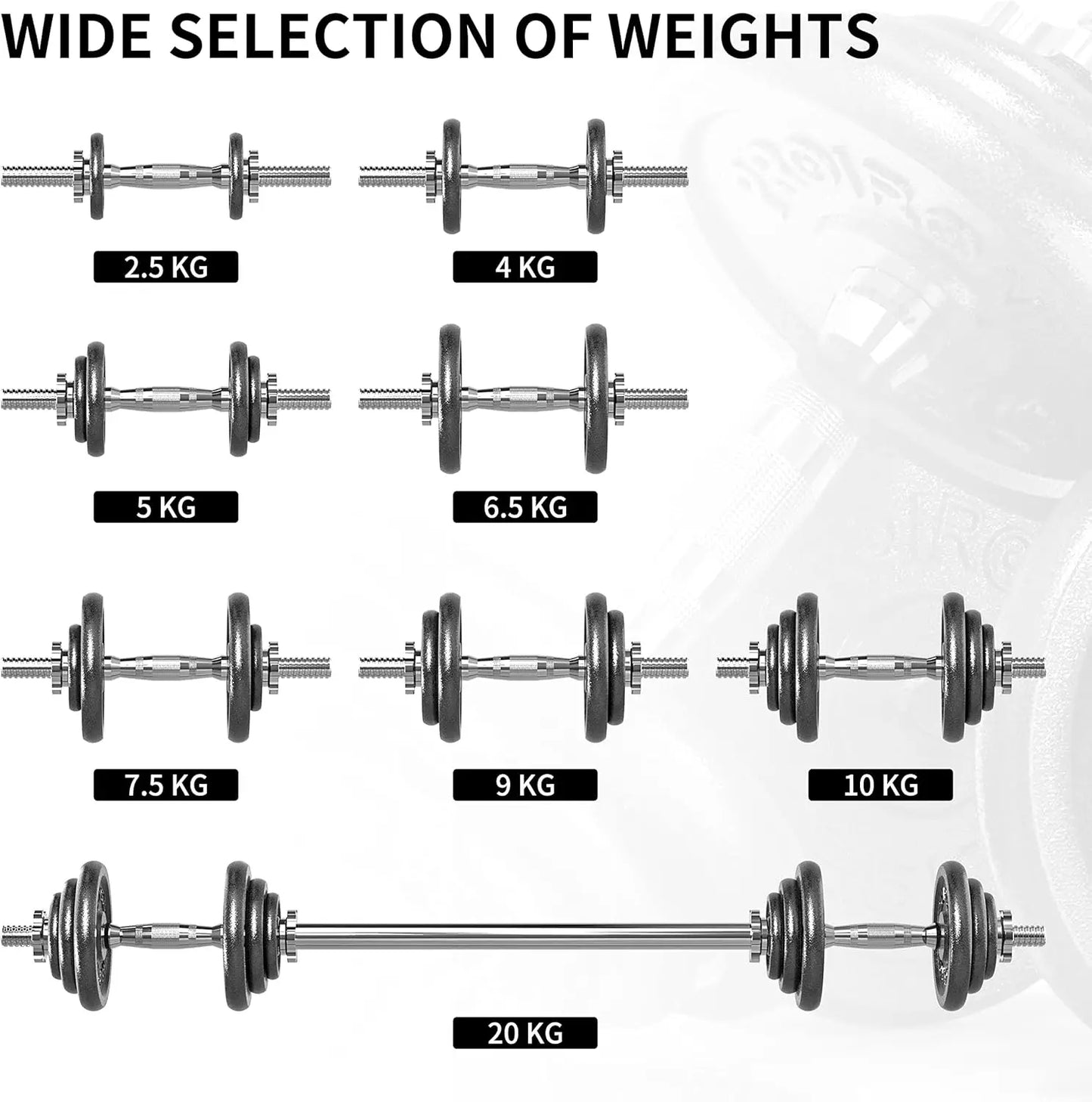 44Lbs Cast Iron Adjustable Dumbbell Set Hand Weight with Solid Dumbbell Handles Changed into Barbell Handily Great for B