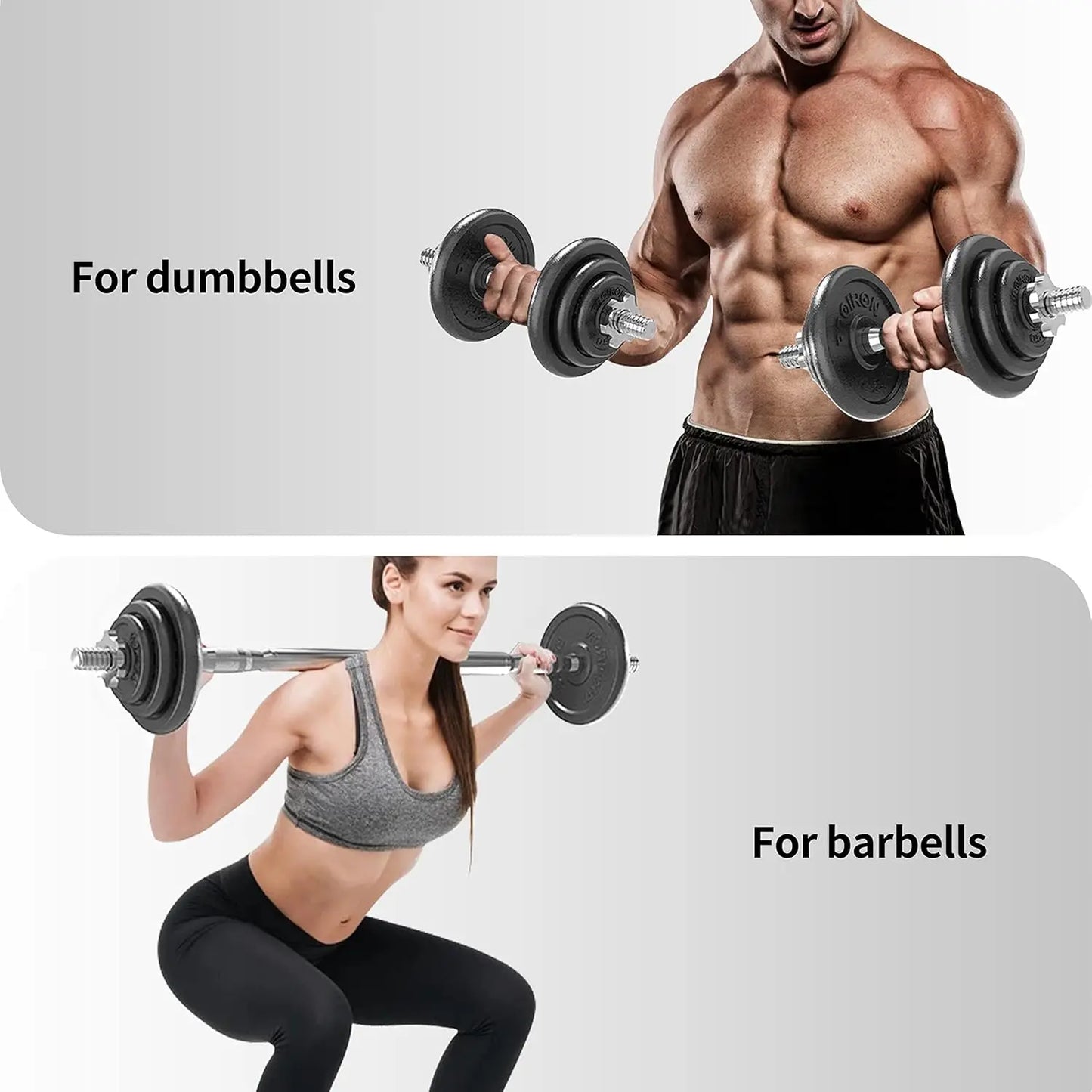 44Lbs Cast Iron Adjustable Dumbbell Set Hand Weight with Solid Dumbbell Handles Changed into Barbell Handily Great for B