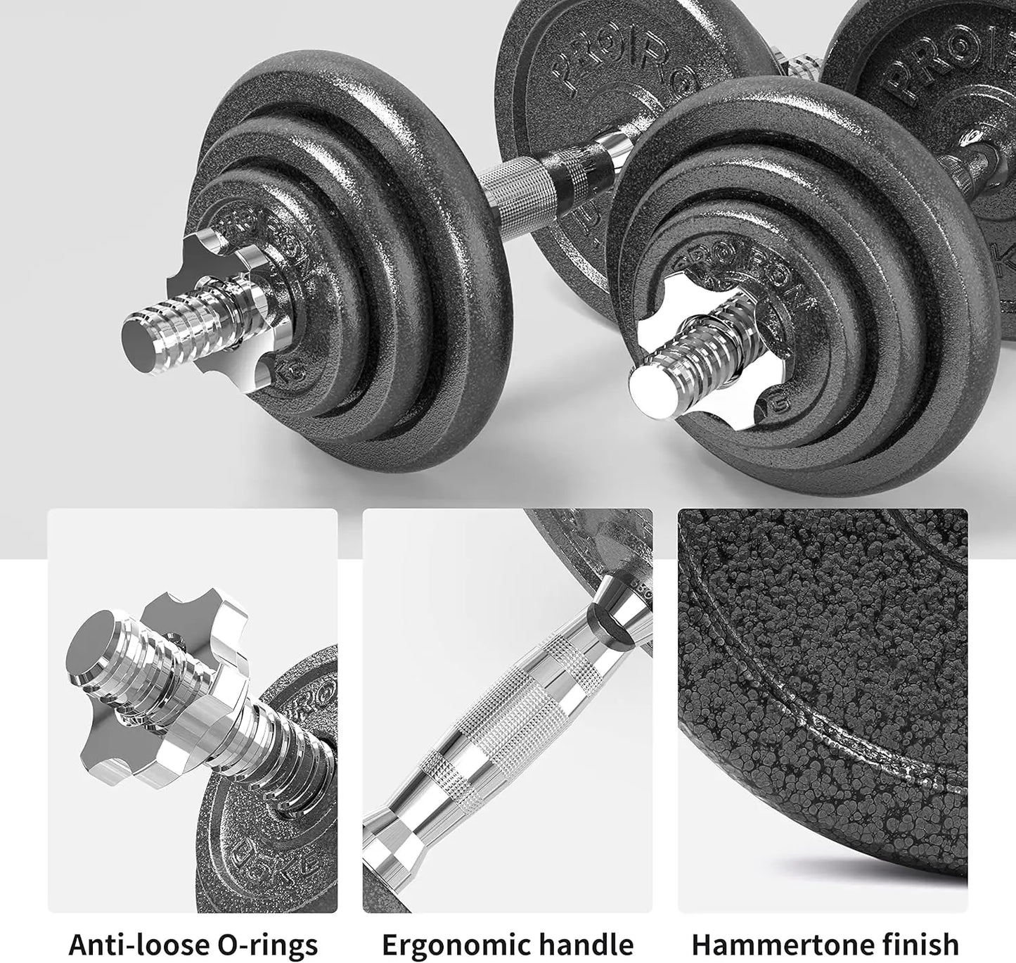 44Lbs Cast Iron Adjustable Dumbbell Set Hand Weight with Solid Dumbbell Handles Changed into Barbell Handily Great for B