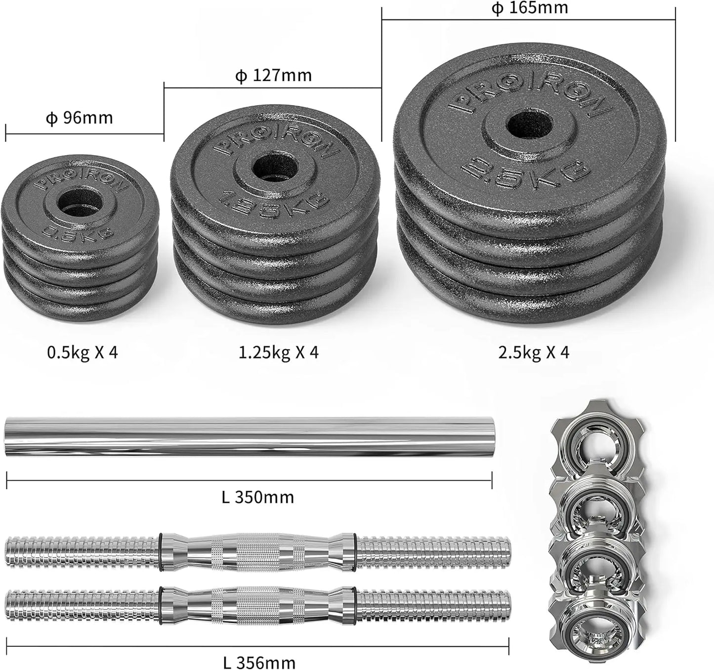 44Lbs Cast Iron Adjustable Dumbbell Set Hand Weight with Solid Dumbbell Handles Changed into Barbell Handily Great for B