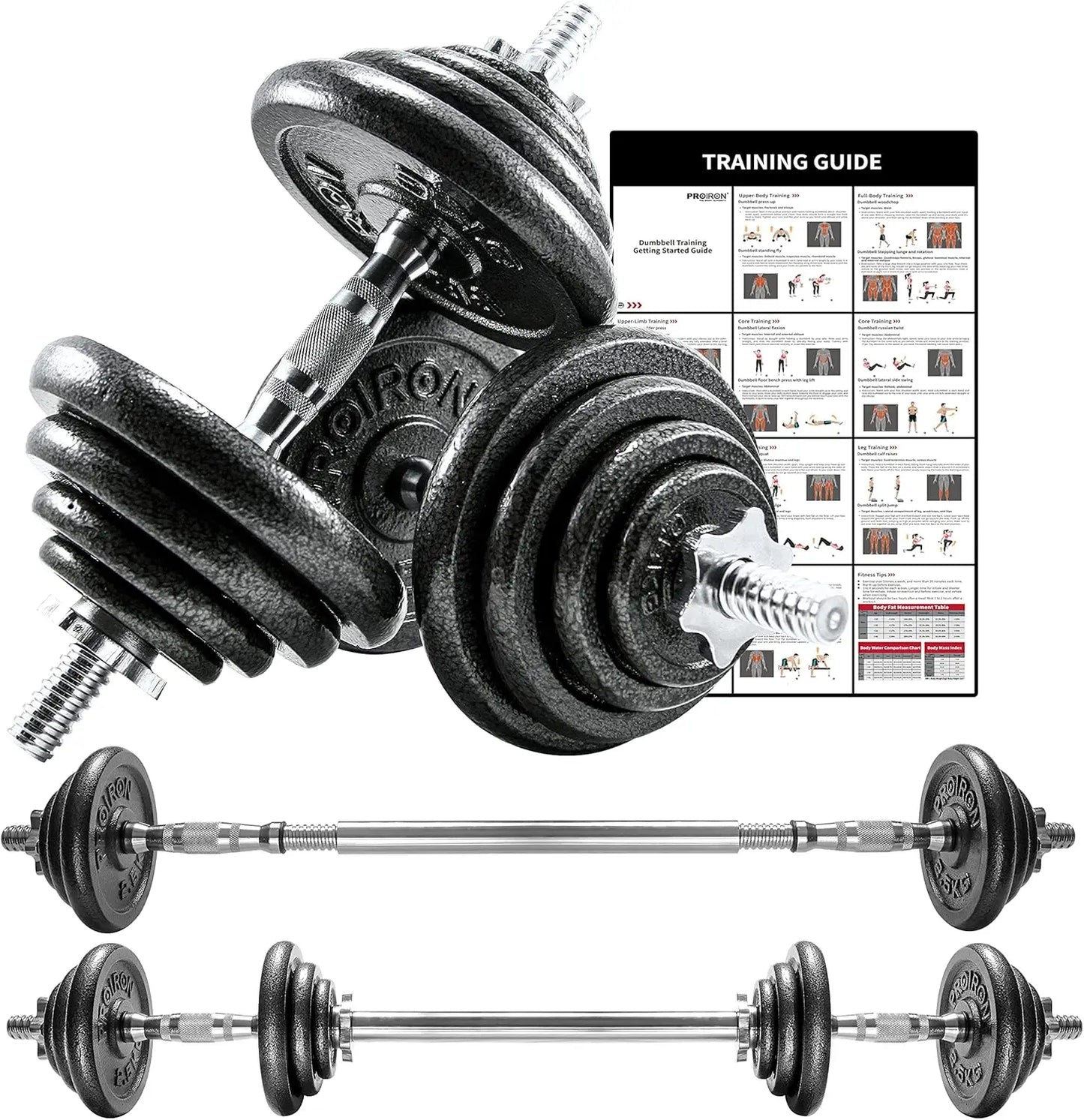 44Lbs Cast Iron Adjustable Dumbbell Set Hand Weight with Solid Dumbbell Handles Changed into Barbell Handily Great for B
