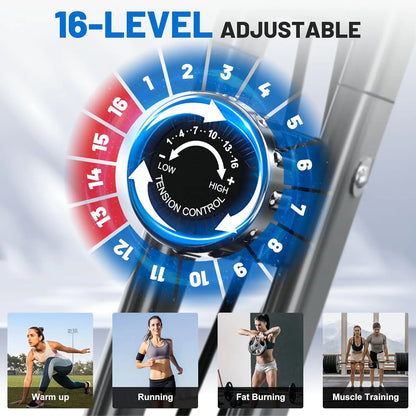 Exercise Bike, 5 in 1 Foldable Stationary Bike for Seniors, 16-Level Adjustable Magentic Resistance